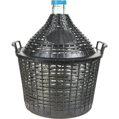 Balón na víno 15 L v plastovom koši