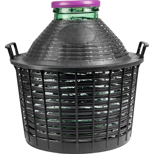 Balón na víno 20 L so širokým hrdlom v plastovom koši