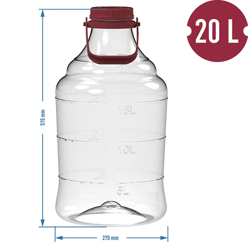 Balón na víno ľahký, nerozbitný s držadlom, 20 L - 6