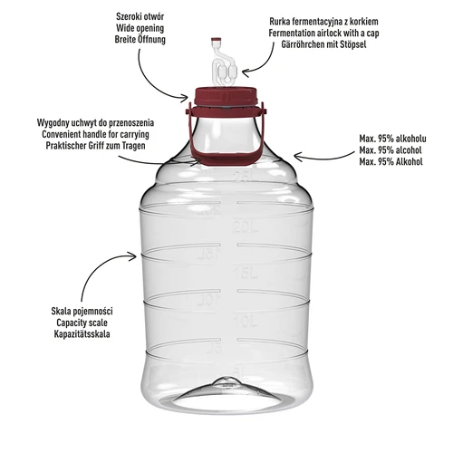 Balón na víno ľahký, nerozbitný, s držadlom, 25 L - 4
