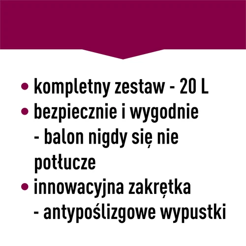 Balón na víno ľahký, nerozbitný, s popruhmi, 20 L - 22