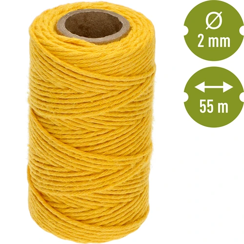 Bavlnený špagát žltý 2 mm/55 m/100 g - 4