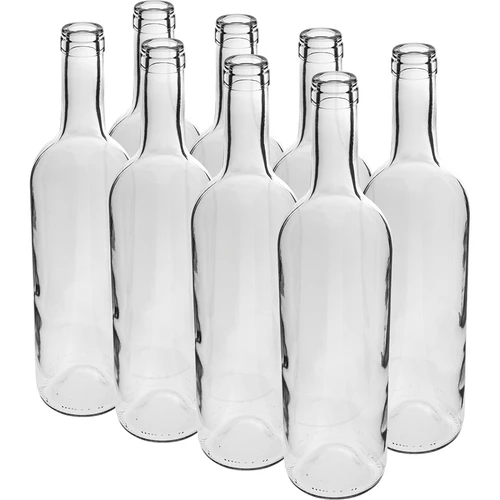 Biela fľaša na víno 0,75 L - balenie 8 ks