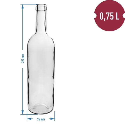 Biela fľaša na víno 0,75 L - balenie 8 ks - 3