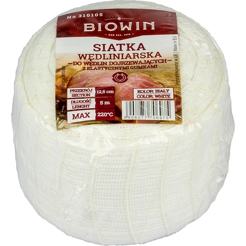 Biela údenárska sieťka s rozmermi 12,5 cm x 5 m, s tepelnou odolnosťou do 220°C - typ B - 3