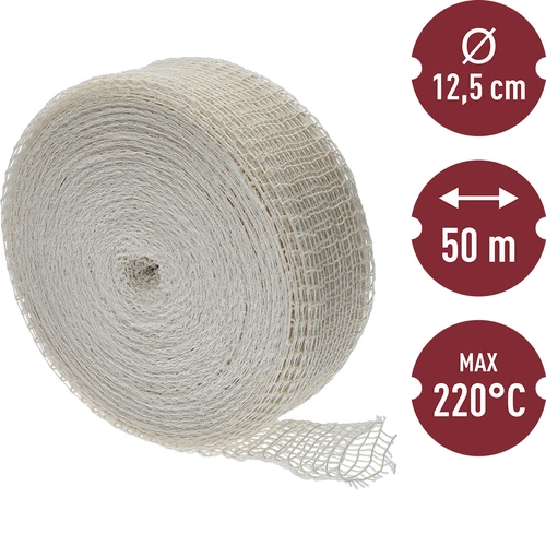 Biela údenárska sieťka s rozmermi 12,5 cm x 50 m, s tepelnou odolnosťou do 220°C - 3