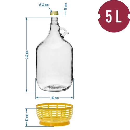 Dama 5L s korkom, horizontálnou trubičkou a uzáverom - 9