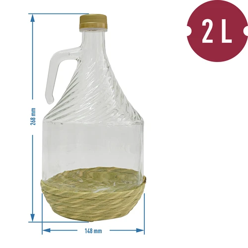 Demižón Dama 2L v opletení, so skrutkovacím uzáverom - 2