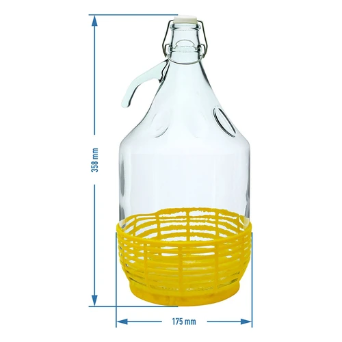 Demižón Dama 5 L - plastový kôš, drôtený uzáver - 2