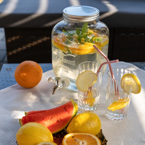 Dóza na limonádu, s kohútikom - sklenená, 4 L - 6