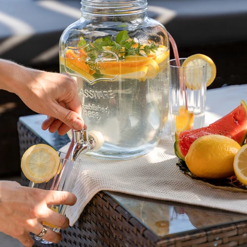 Dóza na limonádu, s kohútikom - sklenená, 4 L - 7