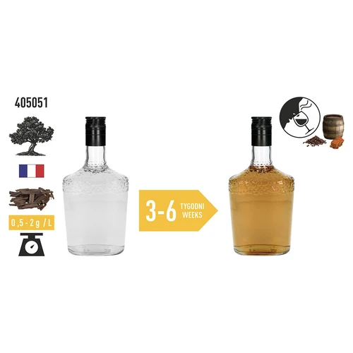 Dubové vločky silno opekané na aromatizáciu alkoholov (whisky, bourbon, brandy, koňak, pivo), 50 g - 6