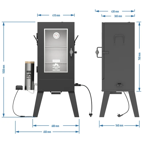 Elektrická udiareň dragON E101 s generátorom dymu, 70 L - 12