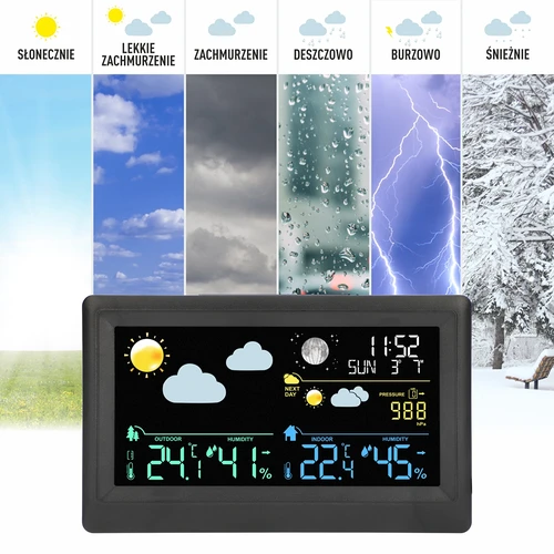 Elektronická meteorologická stanica – bezdrôtová, so senzorom, čierna - 9