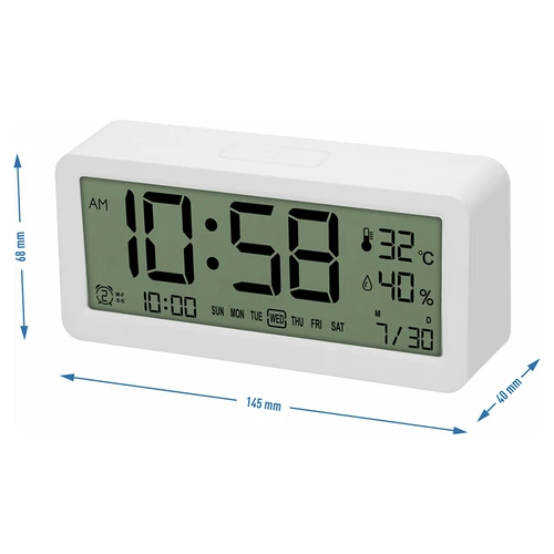 Elektronická meteorologická stanica Soens - biela, s hodinami a kalendárom - 6