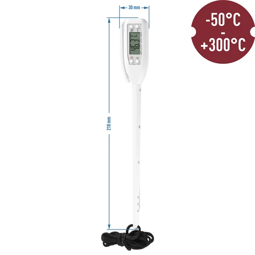 Elektronický kuchynský teplomer (-50°C do +300°C) s puzdrom, biely - 2