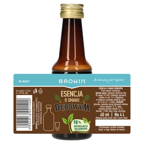 Esencia s dubovou príchuťou, s prírodnou arómou a extraktom – 40 ml, na 4 L - 6