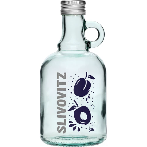 Fľaša 0,5 L so skrutkovacím uzáverom a 2-farebnou potlačou Slivovitz - 4 ks - 3