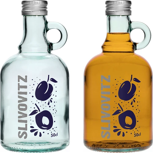 Fľaša 0,5 L so skrutkovacím uzáverom a 2-farebnou potlačou Slivovitz - 4 ks - 4