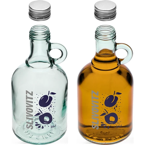 Fľaša 0,5 L so skrutkovacím uzáverom a 2-farebnou potlačou Slivovitz - 4 ks - 5