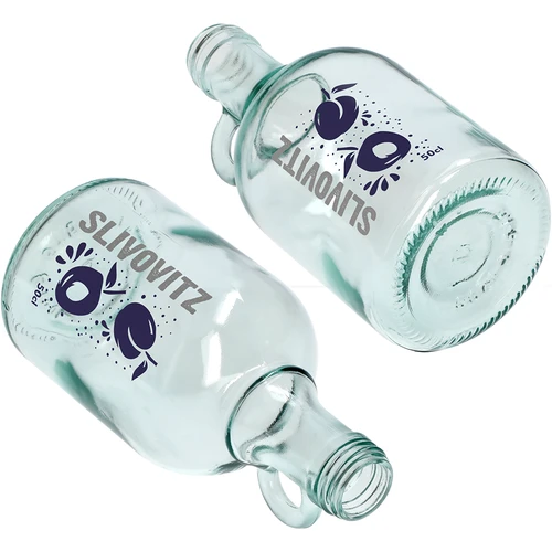 Fľaša 0,5 L so skrutkovacím uzáverom a 2-farebnou potlačou Slivovitz - 4 ks - 6