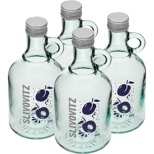 Fľaša 0,5 L so skrutkovacím uzáverom a 2-farebnou potlačou Slivovitz - 4 ks - 2