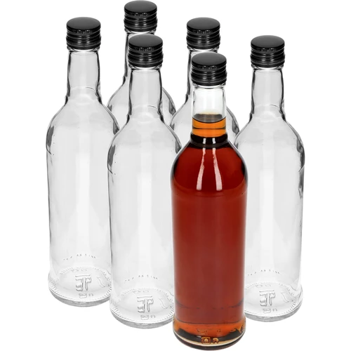 Fľaša 500 ml Štíhla, s čiernym uzáverom, na vodku, 6 ks - 2