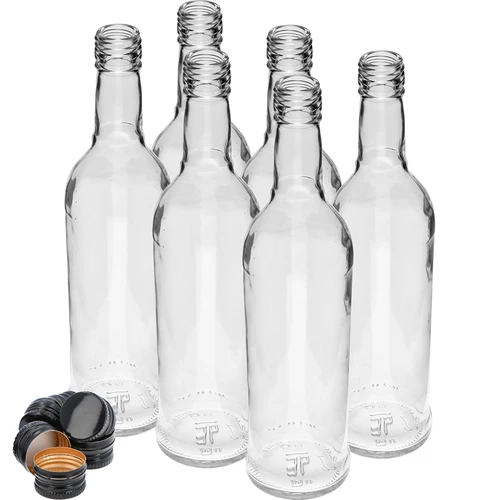Fľaša 500 ml Štíhla, s čiernym uzáverom, na vodku, 6 ks - 3