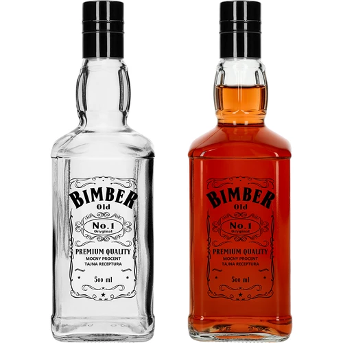 Fľaša Daniels 500 ml so skrutkovacím uzáverom, potlač „Bimber OLD", 1 ks.