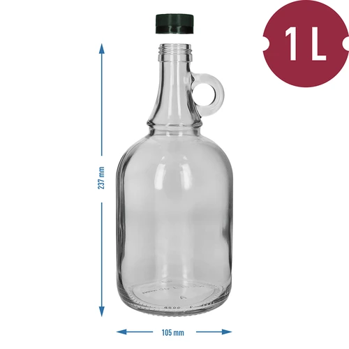 Fľaša Gallone 1L bez opletu, so skrutkovacím uzáverom - 4
