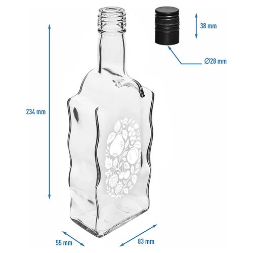 Fľaša Kláštorná 500 ml so skrutkovacím uzáverom a potlačou „Ovocie” vzor 1 - 5