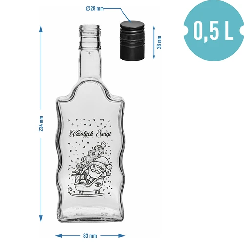 Fľaša Klasztorna 500 ml so skrutkovacím uzáverom, potlač „Mikuláš“, 1 ks - 5