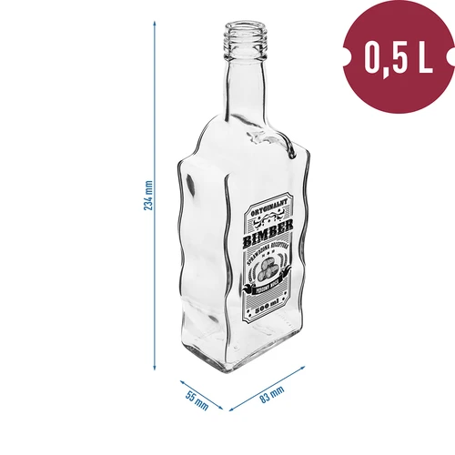 Fľaša Klasztorna 500 ml so skrutkovacím uzáverom, potlač „Bimber“, 1 ks. - 5