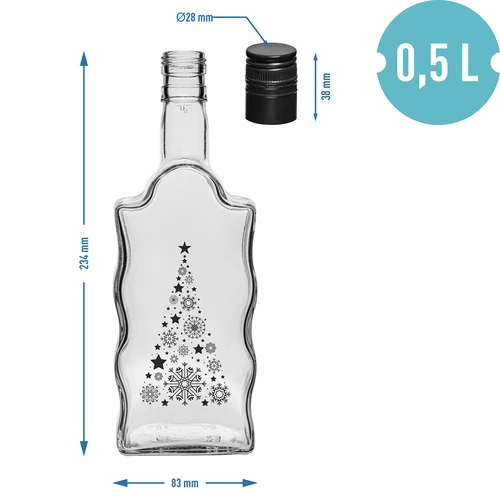 Fľaša Kláštorná 500 ml so skrutkovacím uzáverom, potlač „Vianočný stromček”, 1 ks. - 5