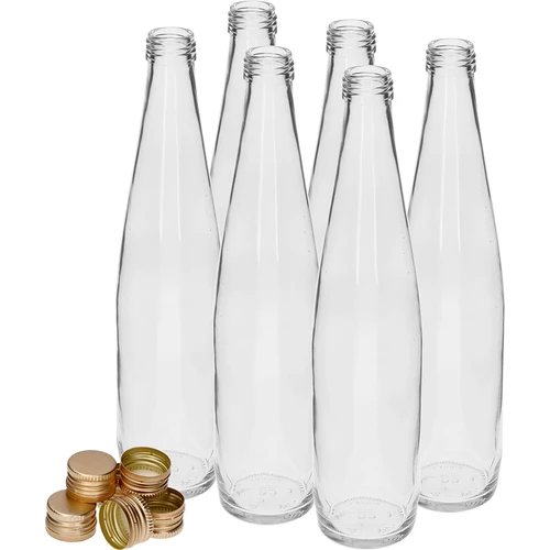 Fľaša Klubová 500 ml so zlatým skrutkovacím uzáverom, sada 6 ks. - 2