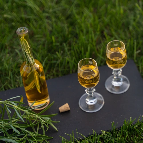 Fľaša na likér 200 ml 6 ks + 6 zátok 23/18 - 9