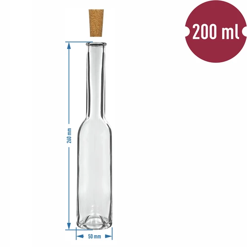 Fľaša na likér 200 ml 6 ks + 6 zátok 23/18 - 7
