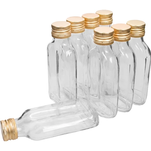 Fľaša na likéry ploskačka 100 ml + uzáver 8 ks