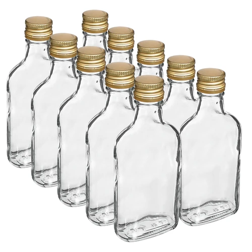 Fľaša na likéry ploskačka so skrutkovacím uzáverom 200 ml 10 ks