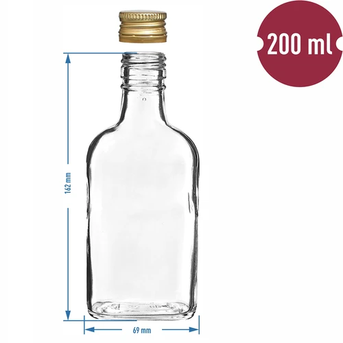 Fľaša na likéry ploskačka so skrutkovacím uzáverom 200 ml 10 ks - 6