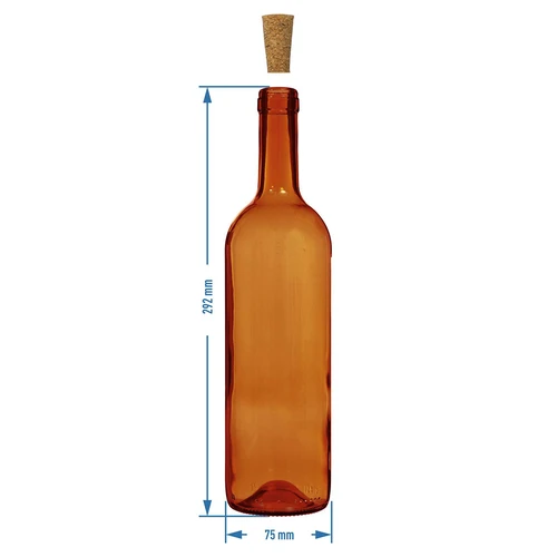 Fľaša na víno 0,75 L hnedá - balenie 8 ks. - 6