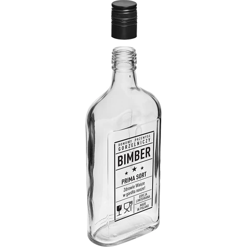 Fľaša – ploskačka 500 ml so skrutkovacím uzáverom, potlač „Bimber PRL“, 1 ks. - 3