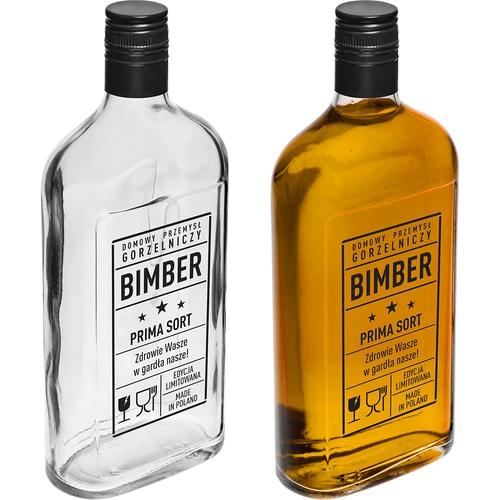Fľaša – ploskačka 500 ml so skrutkovacím uzáverom, potlač „Bimber PRL“, 1 ks. - 4