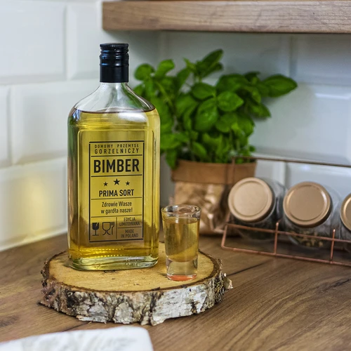 Fľaša – ploskačka 500 ml so skrutkovacím uzáverom, potlač „Bimber PRL“, 1 ks. - 6