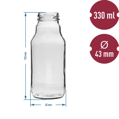 Fľaša TO na džús 330 ml s uzáverom fi 43 - 6 ks. - 4