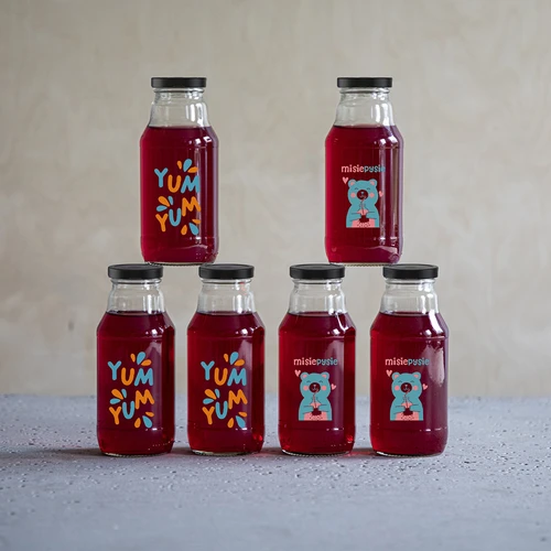 Fľaša twist off 330 ml so skrutkovacím uzáverom fi43 a farebnou potlačou - 6 ks. - 8