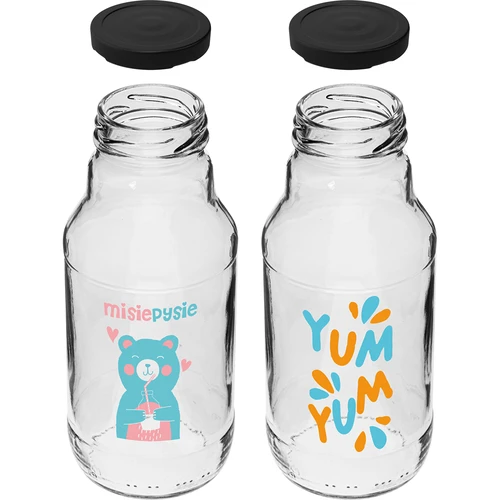 Fľaša twist off 330 ml so skrutkovacím uzáverom fi43 a farebnou potlačou - 6 ks. - 4
