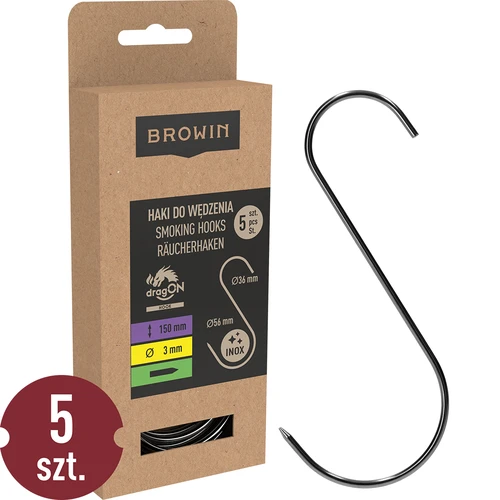 Háčiky na údenie – S, brúsené 3 mm x 150 mm, 5 ks
