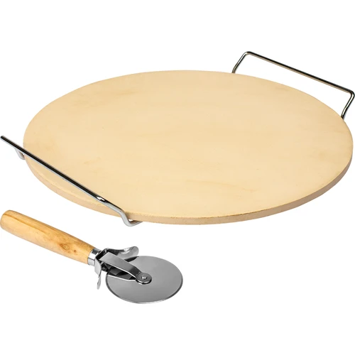 Kameň na pizzu s držadlom a nožom, z kordieritu, okrúhly 33 cm - 2