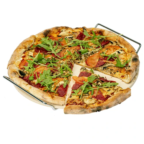 Kameň na pizzu s držadlom a nožom, z kordieritu, okrúhly 33 cm - 5